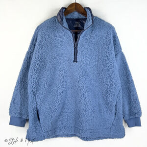 Aerie Fluffy Dream Sherpa Quarter Zip Quilted Pullover Cozy Size Medium
